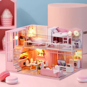 Dream Angel DIY Doll House Furniture Miniature Dollhouse Cute Families House Casinha De Boneca Lol House Kids Toys Gifts sylvanian families house diy dollhouse handmade building toys birthday gift dolls house furniture kids toy juguetes brinquedos