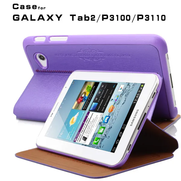 For Samsung GALAXY Tab P3100 Hot Stylish Fashion steel wire gloss Leather Smart Cover Fold Case Ultra Slim Flip Stand | Компьютеры и
