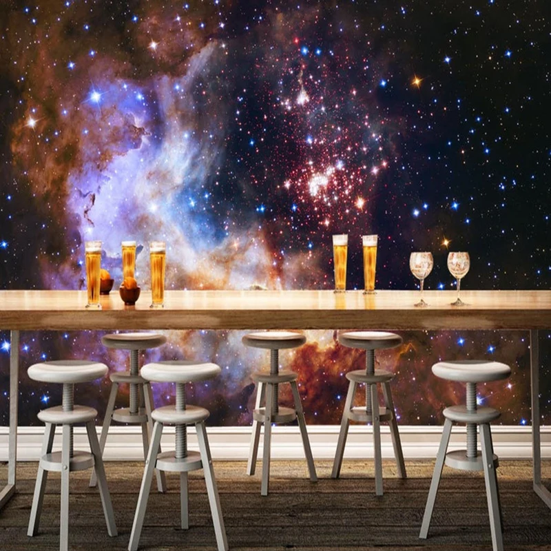 

Photo Wallpaper KTV Bar Cafe Restaurant 3D Cool Milky Way Starry Sky Mural Modern Creative Non-Woven Wall Papers Papel De Parede