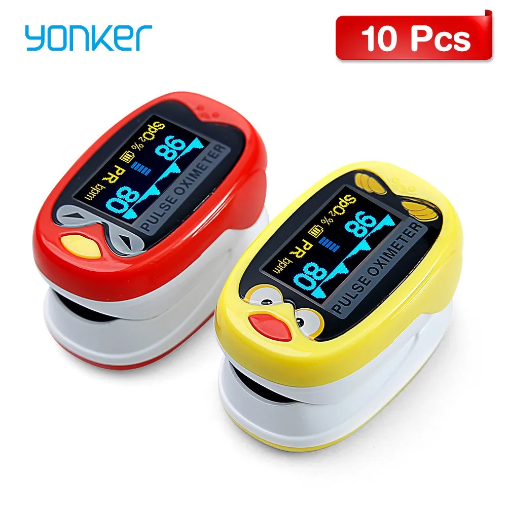 

Wholes 10Pcs/Lot Medical Infant Fingertip Pulse Oximeter Chargeable with 1-12 Years Old Kids Neonatal Blood Oxygen