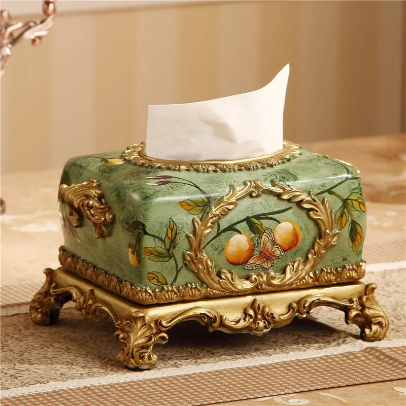 Rectangular Resin Tissue Box, Exquisite, Hotel Carved, Car