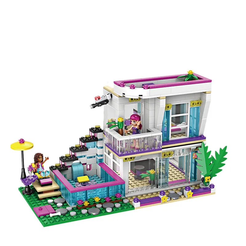 

New 589pcs Friends Series Livi's Pop Star House Building Blocks Andrea mini-doll figures Toy Compatible with Legoingls Friends