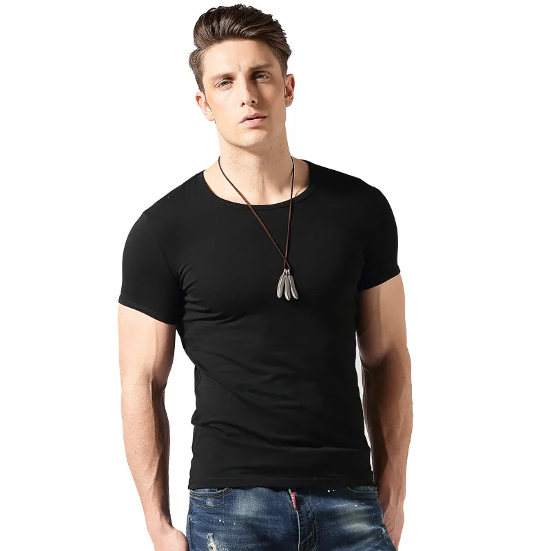 Fashion Men Compression Short Sleeve Crew Neck Leisure Tight T Shirts ...