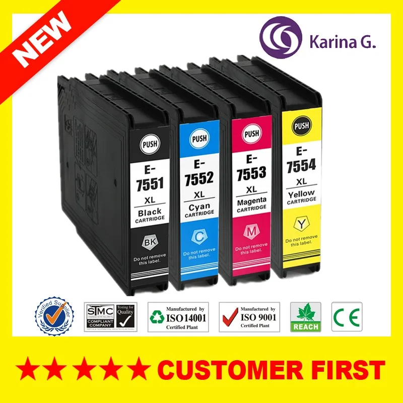 

4x XL Compatible Inkjet Cartridge T7551-T7554 Four Color Printer Ink For EPSON WF-8590DWF WF-8590DTWF PIGMENT INK