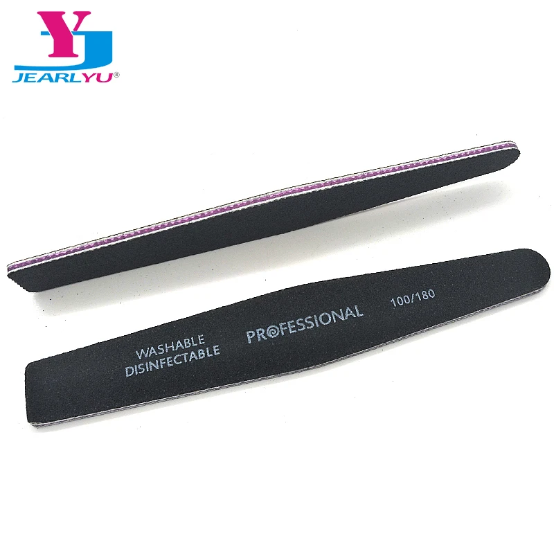 

JEARLYU 100/180 Buffer File Professional Prismatic Double-side Washable Buffing Sanding File Sponge Polish Black Nail Files