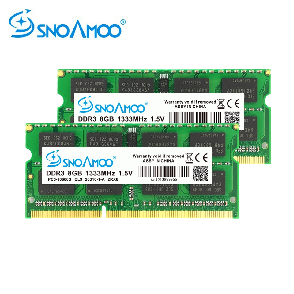 SNOAMOO DDR3 8GB 1333/1600 MHz memoria Ram PC3-10600S памяти ноутбука 204 Pin 1,5 V 2Rx8 SO-DIMM память компьютера гарантия