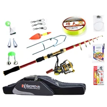 Fishing Tackle Set With 2.1m – 3.6m Telescopic Fishing Rod Spinning Reel Fishing Baits Line Fishing Bag Seawater Freshwater Kit