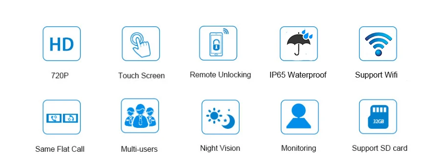 720P wifi IP " сенсорный экран видеодомофон дверной телефон записывающий комплект телефон удаленный монитор код Клавиатура RFID камера
