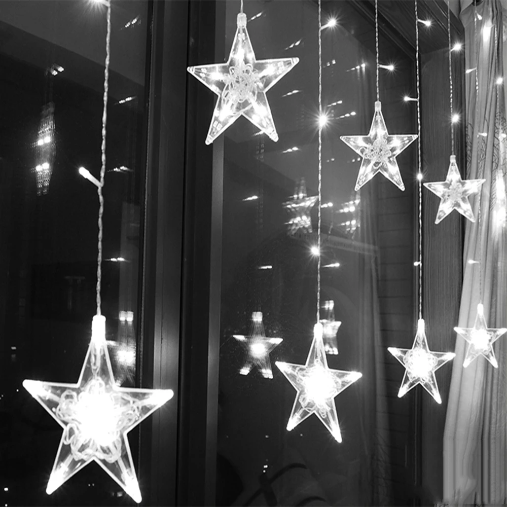 US $10.14 25M LED Christmas Lights Star Curtain String Light 220V Fairy Light Outdoor Indoor Garland For Party Wedding Holiday Decoration