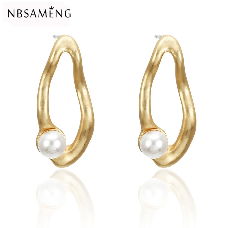 

2019 Pearl Women Fashion Earrings Brincos For Women Korean Drop Earrings Irregular SimulatedGift Minimalist New Trendy Jewelry