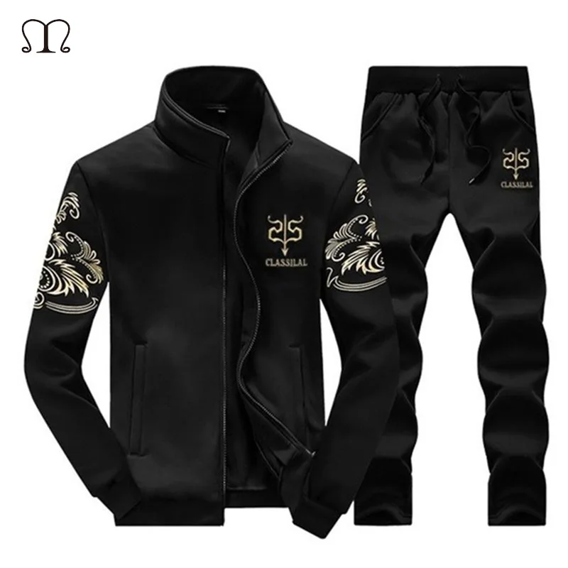 

Mens Sets 2019 Fashion New Arrival Sporting Suit Male Autumn Casual Cardigan Sweatshirt+Sweatpants Two Pieces Tracksuit Men Coat