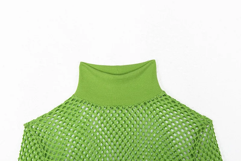 Женская футболка из сетки, прозрачный неоновый зеленый топ, модная летняя Женская Сексуальная футболка с длинным рукавом, короткий топ, Пляжная накидка