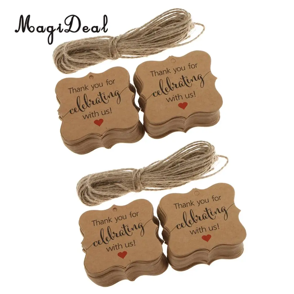 200 Pieces Rustic Kraft Paper Thank you for Celebrating with us Gift Tags Baby Shower Wedding Birthday Party Favor Labels