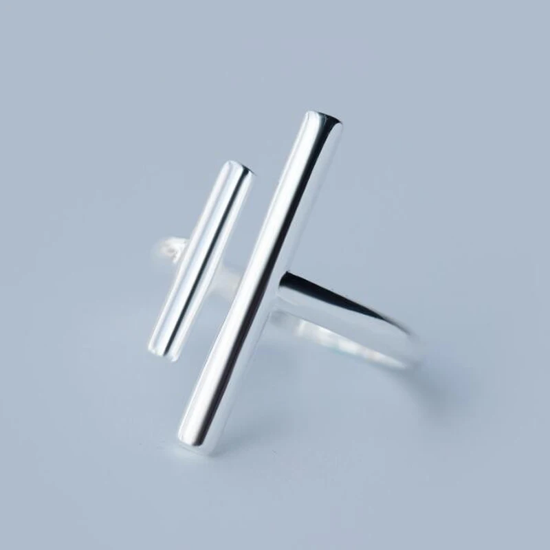 

SMJEL 925 Silver Bar Rings for Women Adjustable Geometric Rings Bar Wedding Band Wholesale Jewelry Valentine Gift