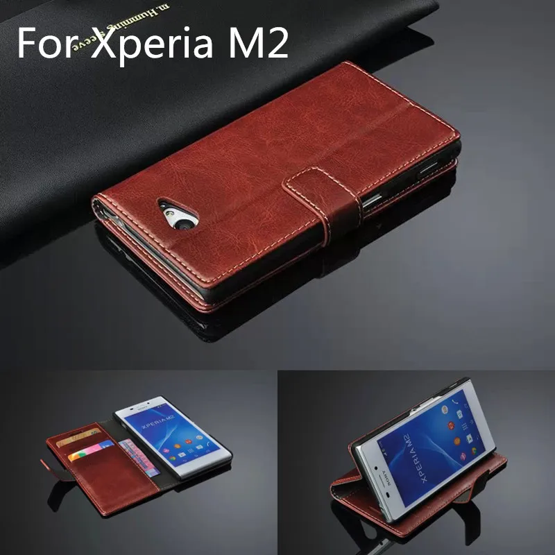

M2 card holder cover case for Sony Xperia M2 s50h D2305 D2303 leather phone case ultra thin wallet flip cover
