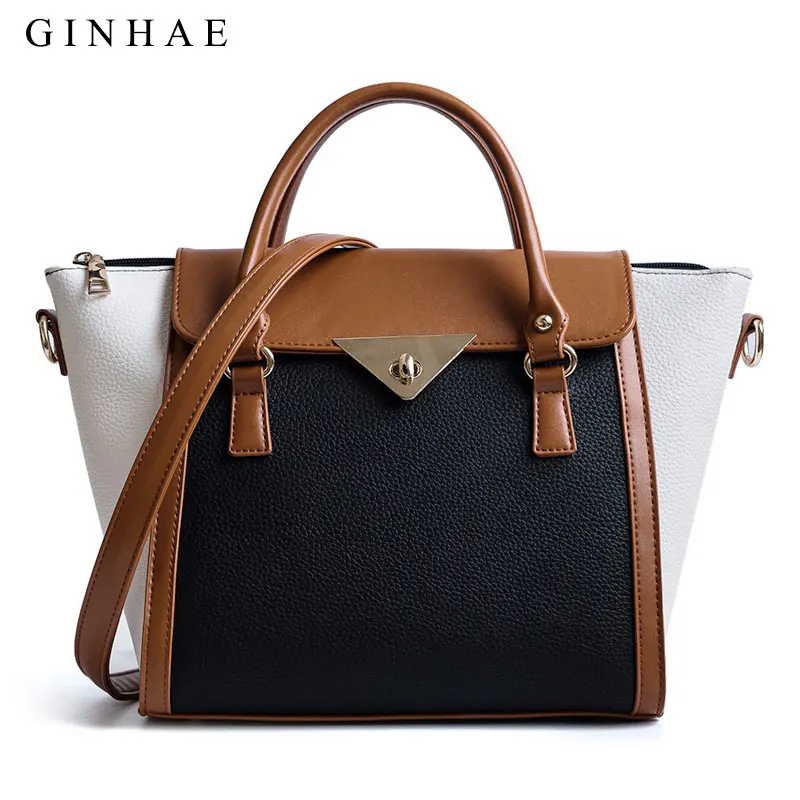 

Women Panelled Tote Bag Ladies Litchi Pattern Leather Handbag Female Large Capacity Shoulder Bags Fashion Patchwork Bolsos Mujer