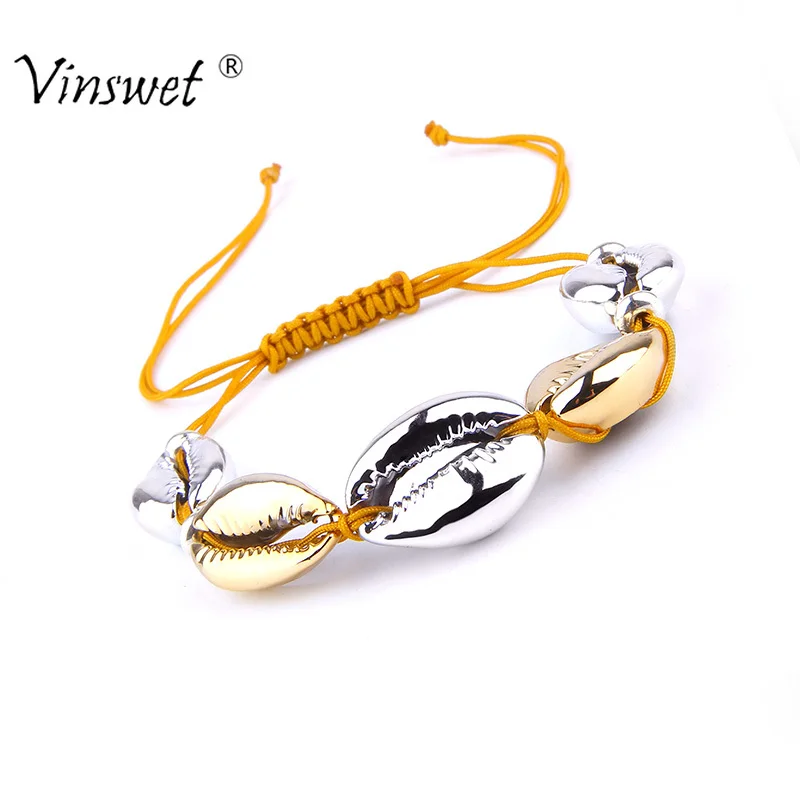 Серебряный браслет в виде раковины Cowrie Femme hematte Boho макраме дружбы для женщин