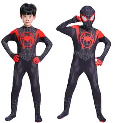 Новые взрослые дети Человек-паук в Spider-Verse Miles Morales костюм зентай для косплея Человек-паук шаблон Боди Комбинезоны