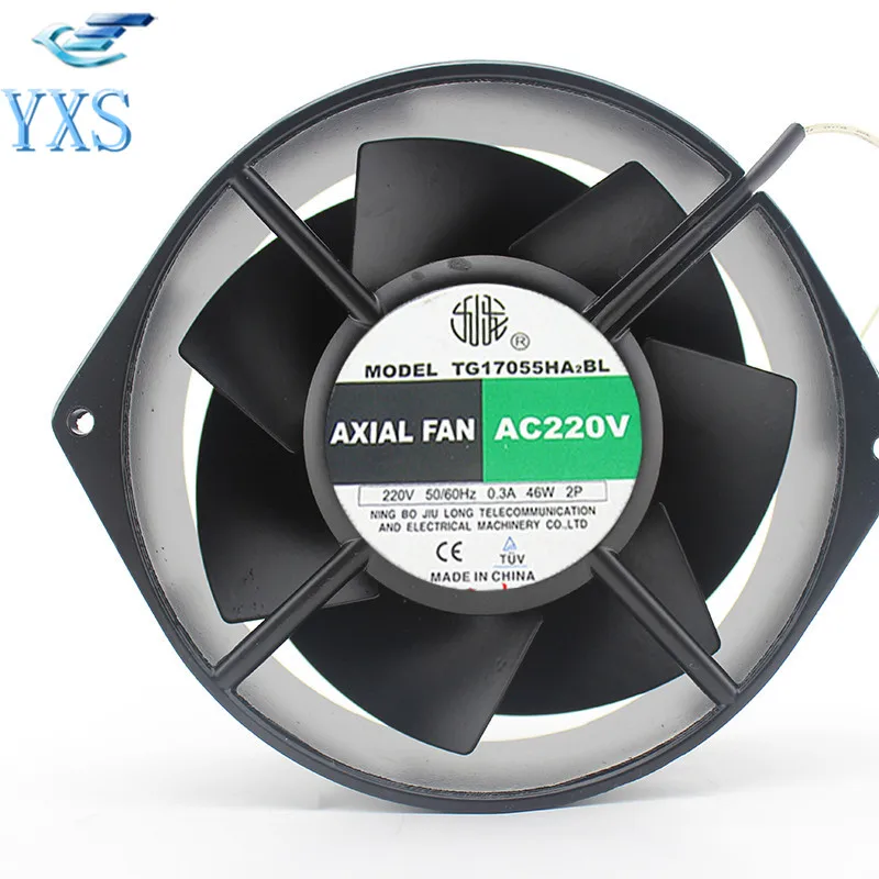 TG17055HA2BL AC 220V 0.3A 46W 50/60HZ 3100RPM Double Ball Bearing 17255 17CM 172*150*55mm 2 Wires Silent Cooling Fan w2s130 aa03 01 double ball bearing cooling blower turbo fan ac 230v 33w 172 150 55mm 2 wires 2700rpm cabinet cooling fan