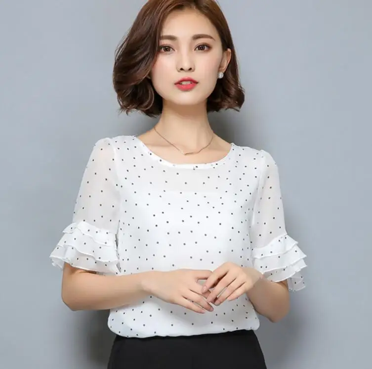 2017 Summer New Women Short Sleeve Tops Shirts Chiffon