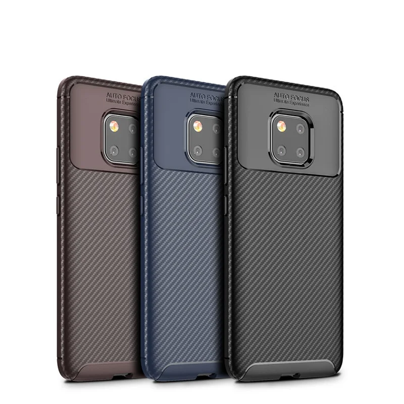 

Phone Case for Huawei P30 P30pro Y6 Y7 2019 Mate 20 on Carbon Fiber Scrub All-inclusive Silicone Soft Shell