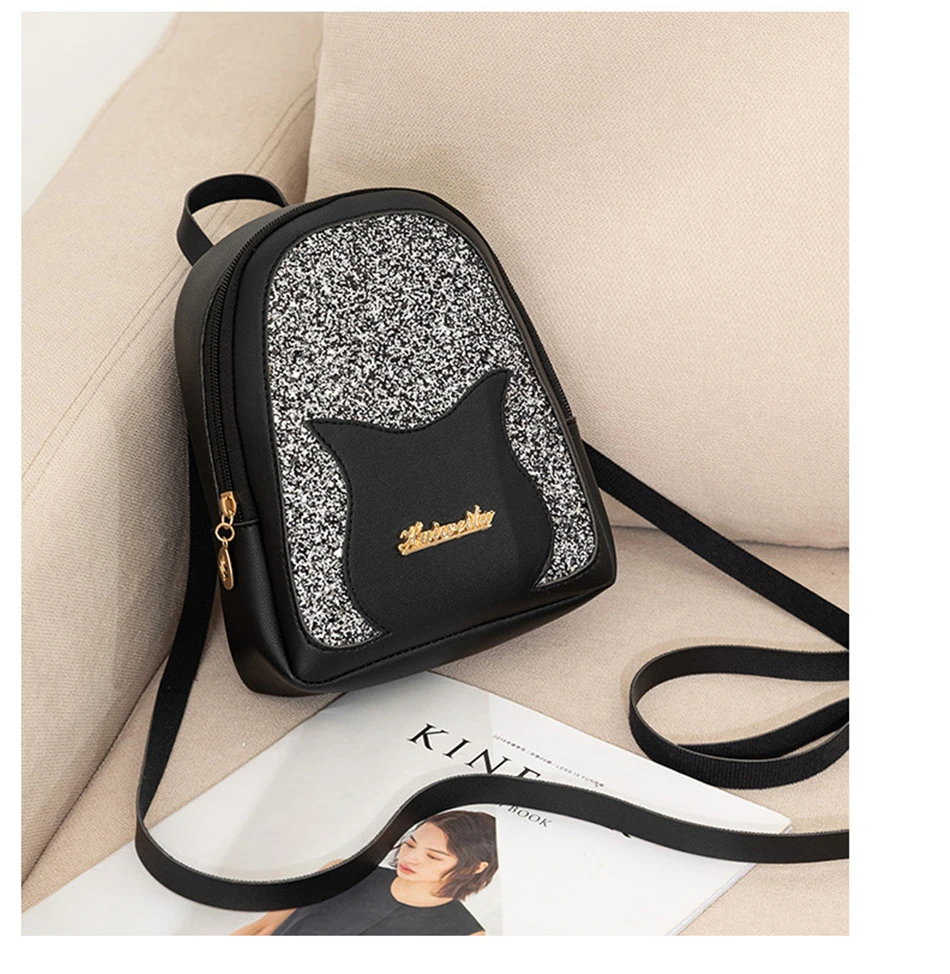 Girl's Small Backpack Brand Fashion Shining Sequin Shoulder Bag Women Multi-Function Mini Back pack for Teenage Girls Kids