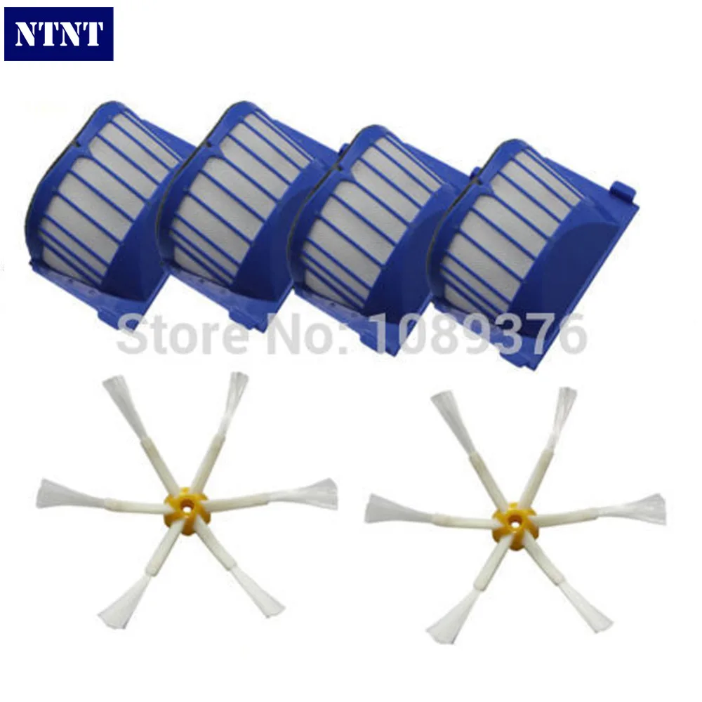 

NTNT Free Post shipping New 4 AeroVac Filter + 2 Brush 6 armed for iRobot Roomba 500 600 Series 550 650