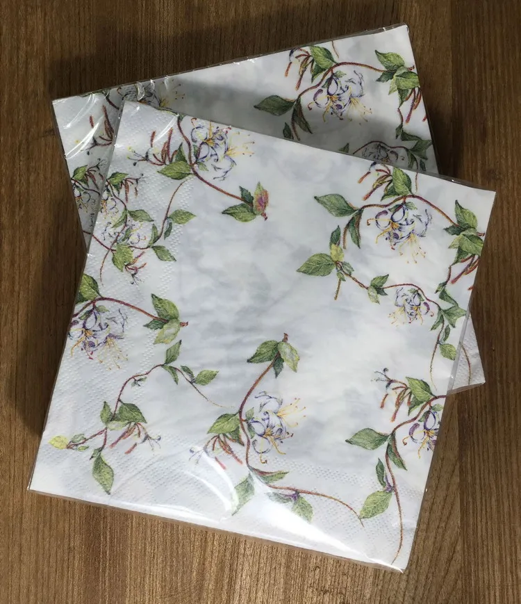 20 салфеток Сельский винтажный honeysuckle ланч-бумага салфетка 33x33 см 2-Слойные белые