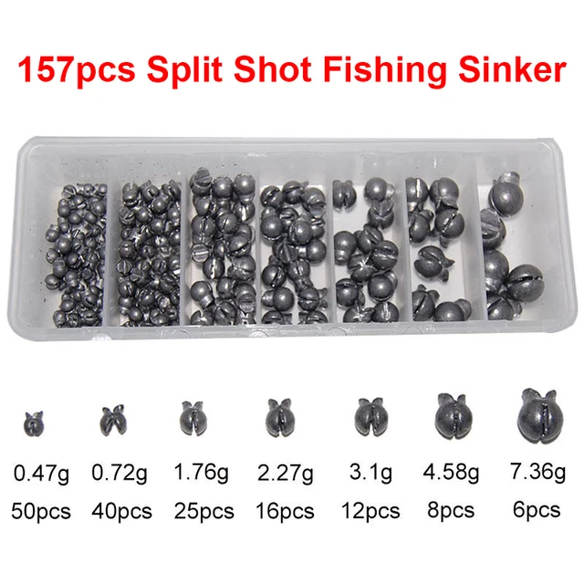 157pcs 7 Sizes Lead Fishing Sinker For Texas Rig Carp Fishing Removable