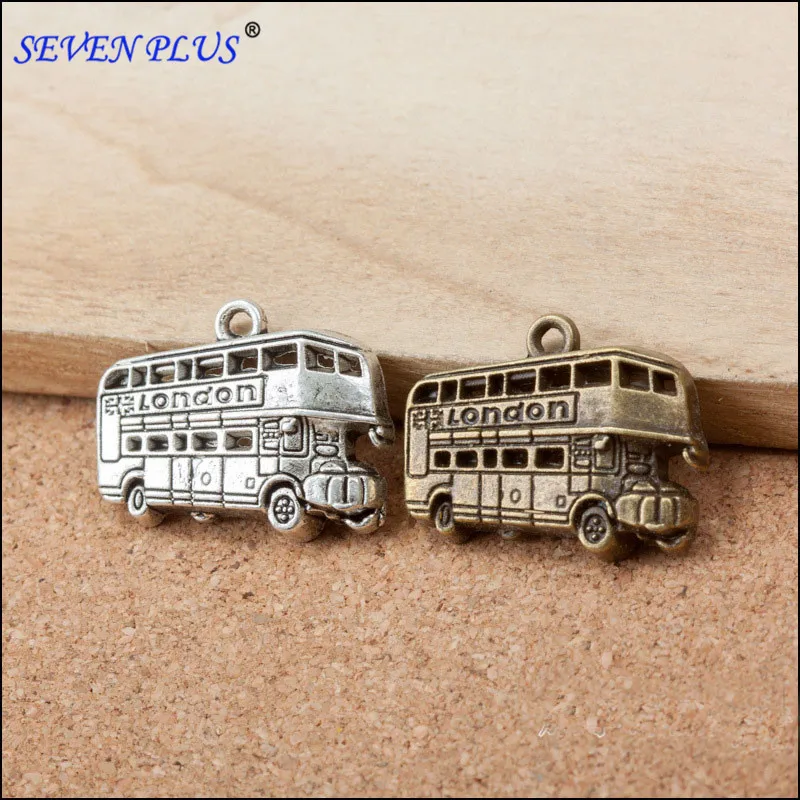 

Factory Price 20 Pieces/Lot 19mm*25mm Antique Silver Plated Alloy LonDon Autobus Bus Charms For Jewelry Making