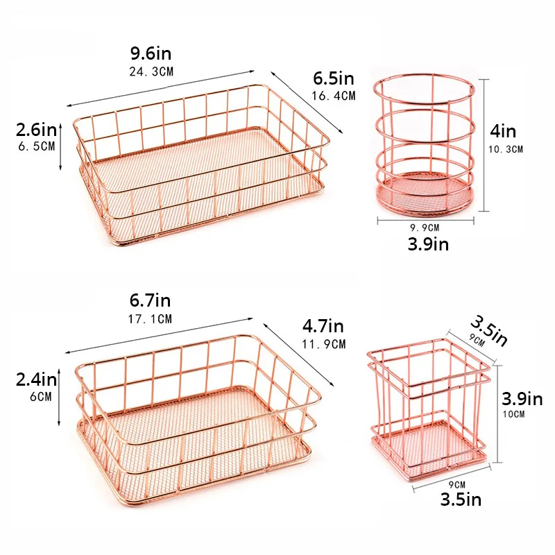 Домашний офисный Настольный держатель для карандашей, органайзер для кистей для макияжа, аксессуары для офисного стола, железное хранение, домашний декор, трубчатая подставка для кистей - Цвет: 4 Rose Gold Pack