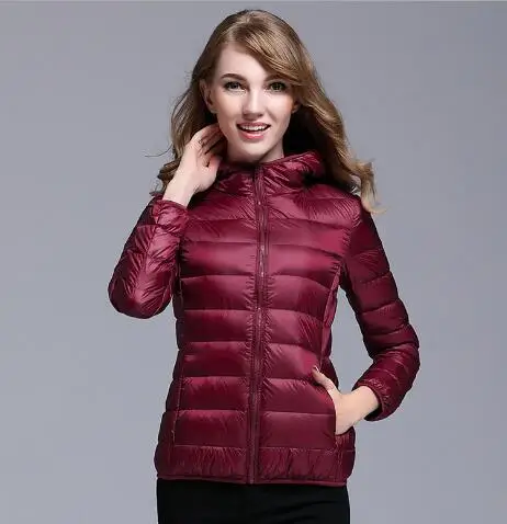 Rihschpiece весна ультра легкие женские куртки пуховик плюс размер 3XL Толстовка пуховик зимняя куртка RZF1461 - Цвет: Бургундия