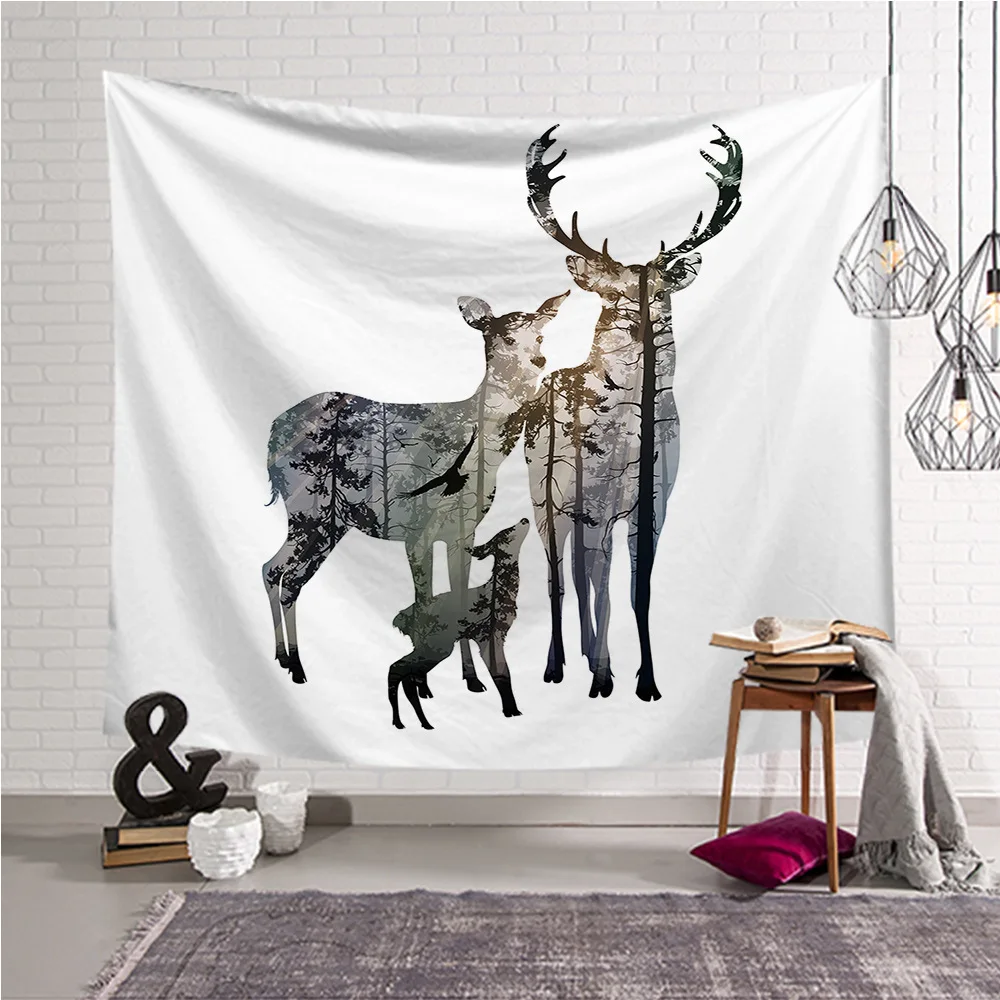 

Geometric Abstract Forest Tapestry Native American Wall Hanging Animal Sheets Indian Wolf Tapestry Home Decor Beach Mat Bedding