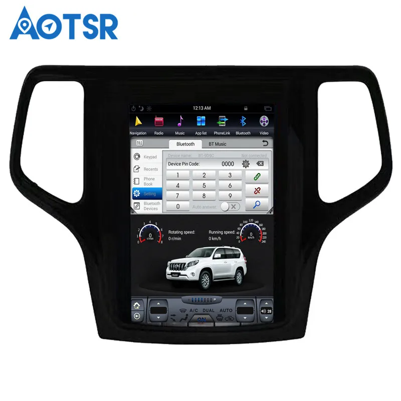 Flash Deal Aotsr Android 7.1 Tesla style Car GPS Navigation For JEEP Grand Cherokee 2014-2018 gold and black No DVD multimedia player 21
