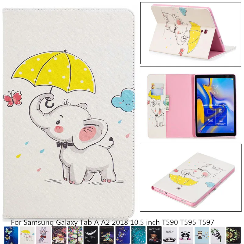 Case For Samsung Galaxy Tab A A2 10.5 inch T590 T595 T597 SM-T590 Cover Protector Tablet Fashion painted Flip Stand Shell + pen |