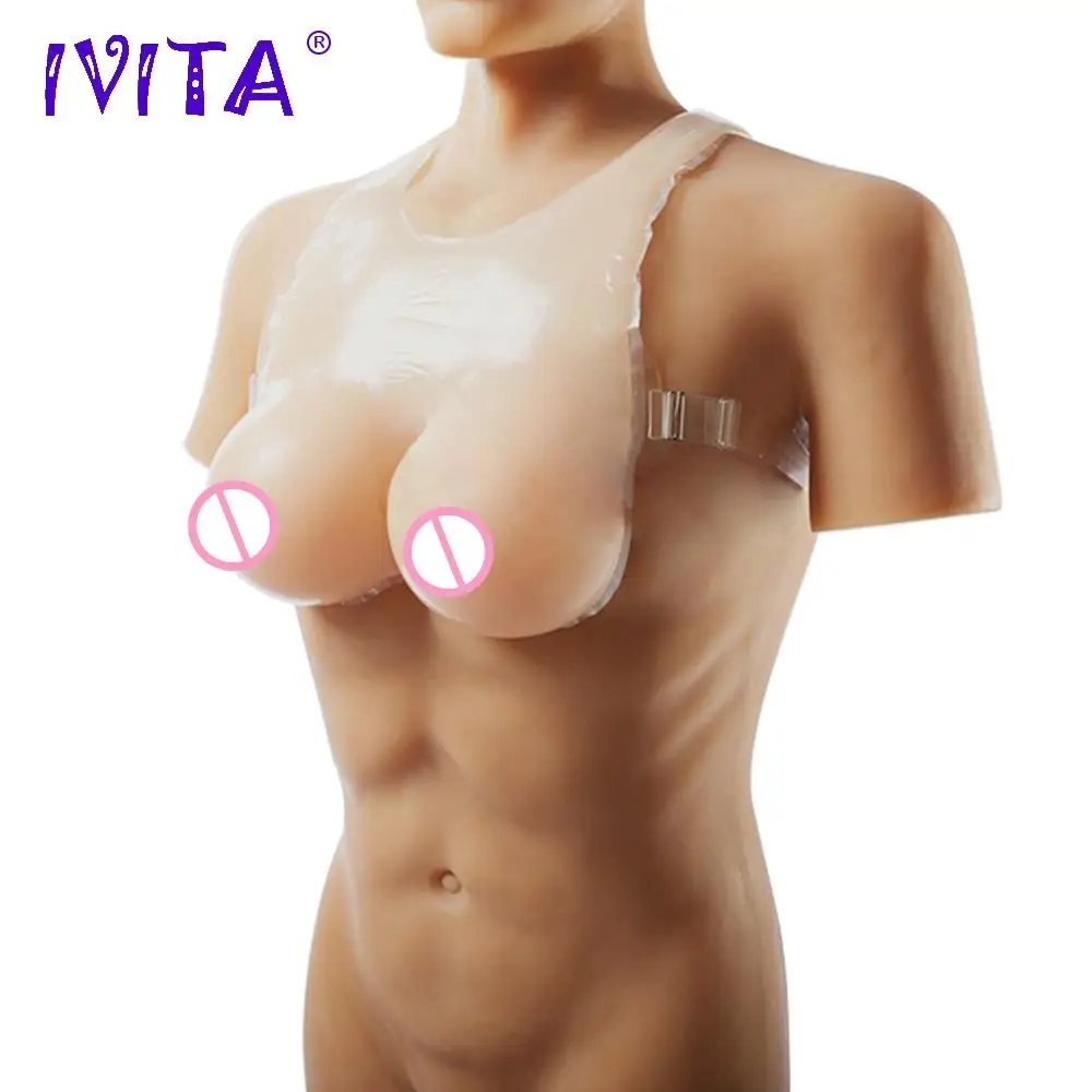 

IVITA 800g False Breasts Silicone Breast forms Fake Boobs With Straps Soft Transvestite Clothing Crossdresser Drag-Queen Ladyboy