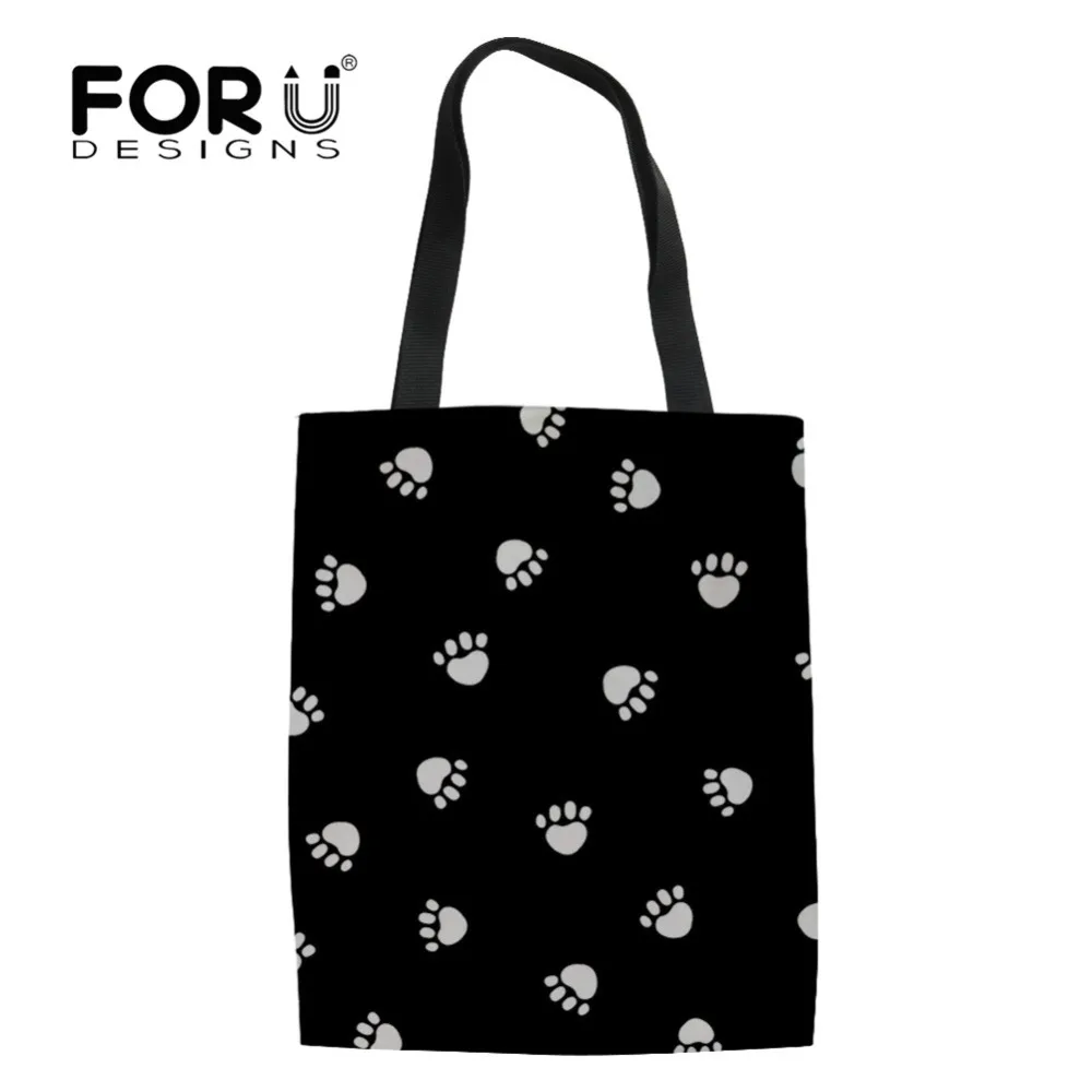 FORUDESIGNS/собаки узор многоразовый мешок для Для женщин девочек Повседневное сумки Сумки-холсты Эко Складная Сумочка шоппер Bolsa