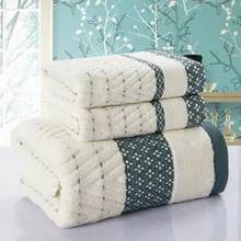 Diamond Plaid 3pcs towel 100 Cotton bath beach face towel sets for adults 33cm 75cm 2p