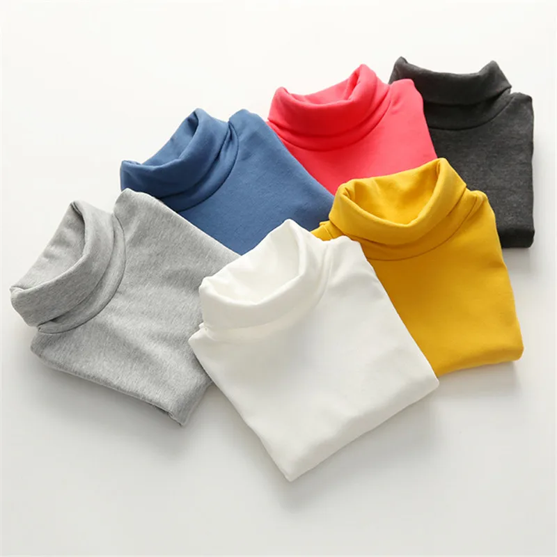 

girls shirts spring autumn children cotton bottoming shirt clothes boys girls long sleeve Turtleneck T-shirt kids clothesing