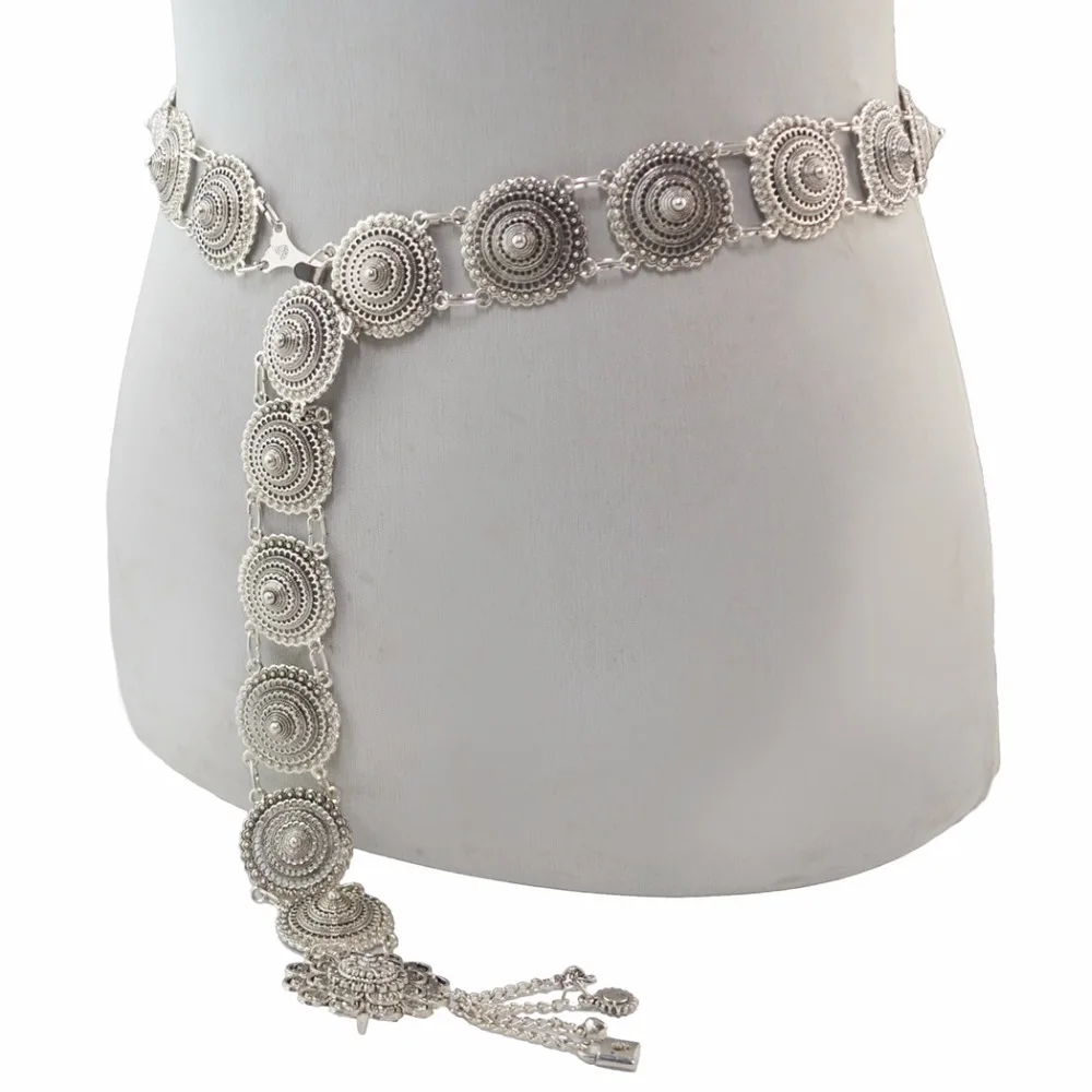 

Gypsy Vintage Silver Belly Chain Body Jewelry Geometric Shape Beach Festival Waist Chain Dancing Dress Indian Belt Jewelry