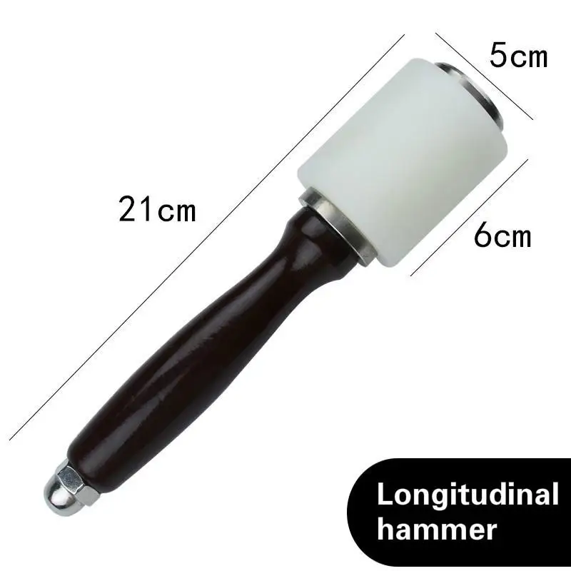 Кожаный резной молоток ручной работы, нейлоновый гравировальный молоток с деревянной ручкой, поперечный молоток, продольный молоток - Цвет: Longitudinal hammer