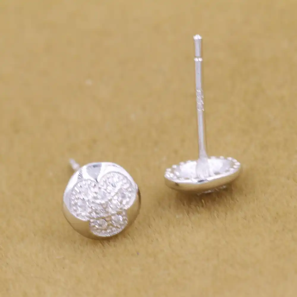 Бесплатная доставка ювелирные изделия действительно 925 стерлингового серебра серьги в виде клевера круговой набор циркон цветок и лист серебряные серьги