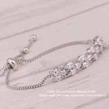 

Marquise Zircon Chain & Link Bracelets For Women Silver Plated Adjustable Bracelet For Girl Luxury Charm Bracelet WB024
