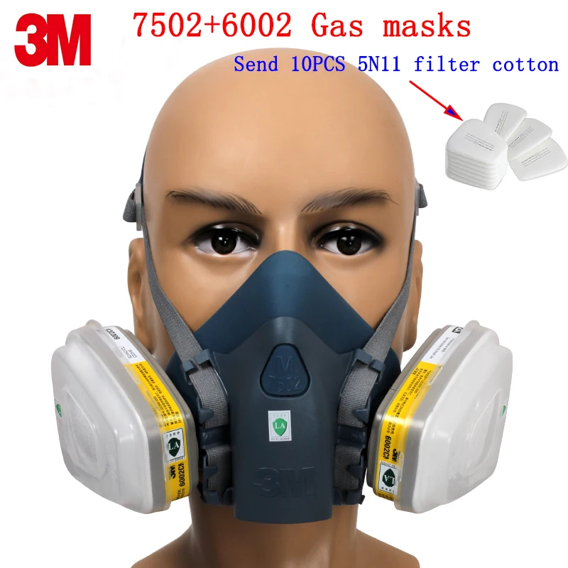 3 м 7502+ 6002 респиратор, противогаз, Подлинная безопасность, 3 м защитная маска от кислотного газа, сероводорода, химическая противогаз