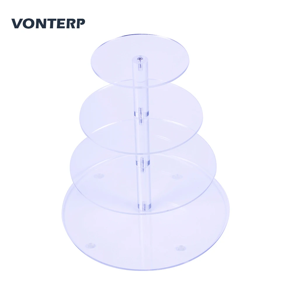 

HMROVOOM Round 4 Tier crylic cupcake holder 4 Tier Round(4.7" between 2 layers)