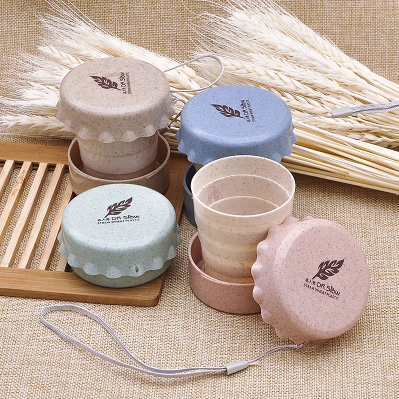

2019 New Cups 4 Colors Tea Cup Set 1PC Portable Foldable Plastic Wheat Straw Telescopic Drinking Foldable Camping Travel Mug