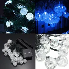 7 цветов 30LED Солнечный открытый водонепроницаемый вечерние гирлянды Круглые лампы с кристаллами шарик на солнечных батареях Сказочный свет фестиваль Рождество Свет