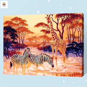 

Giraffe Zebra Animal Scenery Frameless Digital Painting By Number Acrylic Paint Modern Wall Art Canvas Painting Home Deco Deal