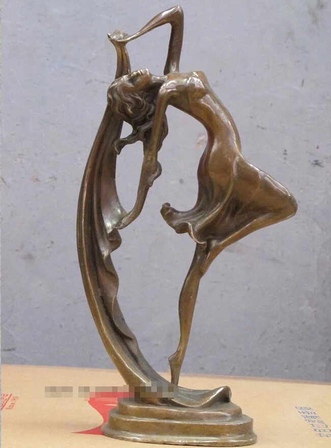 

13" Western Art Bronze sculpture Poiovetsian Dance belle Banderole Ribbon Statue