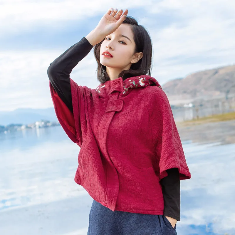 Оригинальный вышивка куртка с капюшоном женская весна новый национальный ветер ретро Китайский Тан костюм куртка короткий параграф